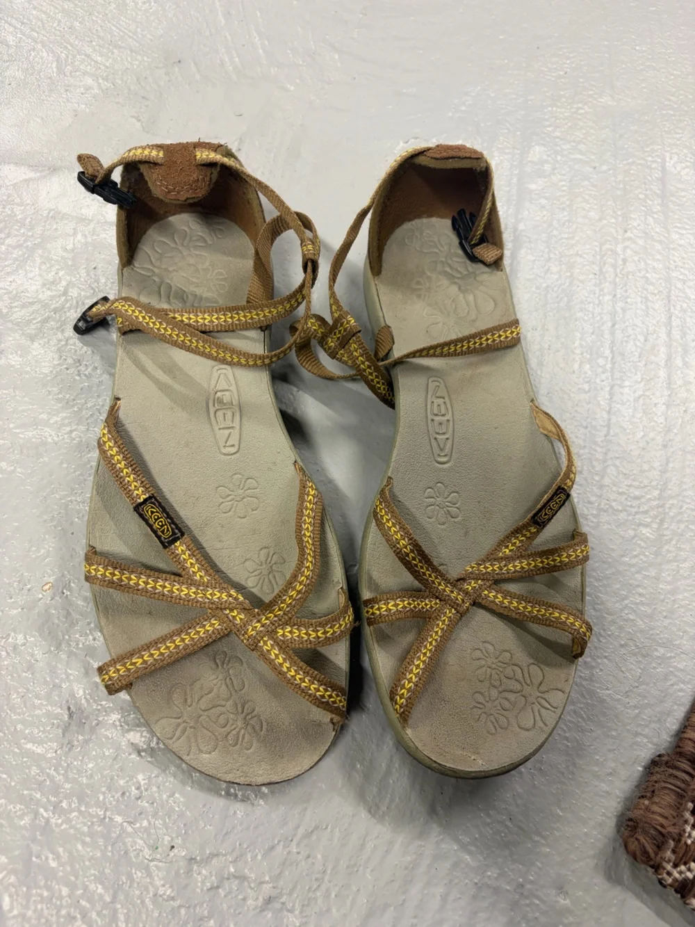 Keen Women's Brown and Yellow Strappy Sandals